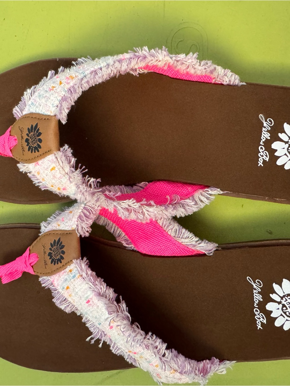 Yellow Box Hot Pink Fringe Thong Sandals
